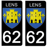 62 PAS DE CALAIS, LENS - Stickers for license plates, available for CAR and MOTORCYCLE