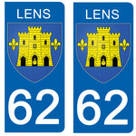 62 PAS DE CALAIS, LENS - Stickers for license plates, available for CAR and MOTORCYCLE