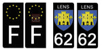 62 PAS DE CALAIS, LENS - Stickers pour plaque d'immatriculation, disponible pour AUTO et MOTO