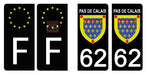 62 PAS DE CALAIS - License plate stickers, available for CAR and MOTORCYCLE