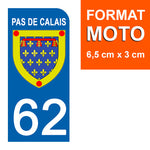 62 PAS DE CALAIS - License plate stickers, available for CAR and MOTORCYCLE