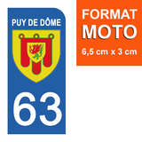 63 PUY DE DÔME - Stickers for license plates, available for CAR and MOTORCYCLE