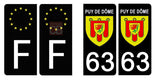 63 PUY DE DÔME - Stickers for license plates, available for CAR and MOTORCYCLE