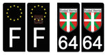 64 PYRENNEES ATLANTIQUES, ikurrina - Stickers for license plates, available for AUTO and MOTORCYCLE