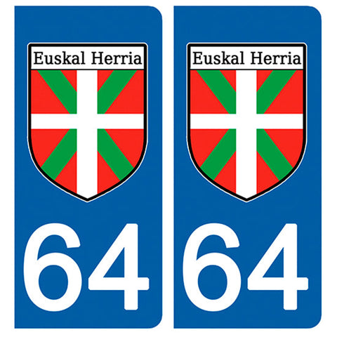 64 PYRENNEES ATLANTIQUES, ikurrina - Stickers for license plates, available for AUTO and MOTORCYCLE