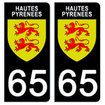 65 HAUTES PYRENNEES - Stickers pour plaque d'immatriculation, disponible pour AUTO et MOTO