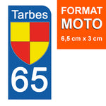 65 HAUTES PYRENNEES, TARBES - Stickers for license plates, available for CAR and MOTORCYCLE