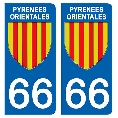 66 PYRENNEES ORIENTALES - Stickers pour plaque d'immatriculation, disponible pour AUTO et MOTO