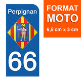 66 PYRENNEES ORIENTALES, PERPIGNAN - Stickers for license plates, available for CAR and MOTORCYCLE