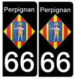 66 PYRENNEES ORIENTALES, PERPIGNAN - Stickers pour plaque d'immatriculation, disponible pour AUTO et MOTO