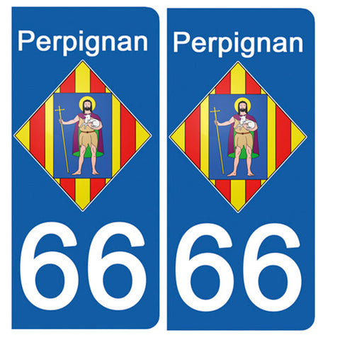 66 PYRENNEES ORIENTALES, PERPIGNAN - Stickers pour plaque d'immatriculation, disponible pour AUTO et MOTO