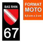 67 BAS RHIN - License plate stickers, available for CAR and MOTORCYCLE