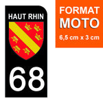 68 HAUT RHIN - Stickers for license plates, available for CAR and MOTORCYCLE