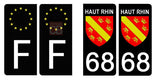 68 HAUT RHIN - Stickers for license plates, available for CAR and MOTORCYCLE