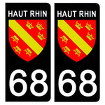 68 HAUT RHIN - Stickers for license plates, available for CAR and MOTORCYCLE