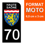 70 HAUTE SAÔNE - Stickers pour plaque d'immatriculation, disponible pour AUTO et MOTO