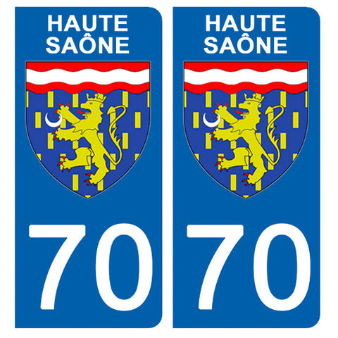 70 HAUTE SAÔNE - Stickers pour plaque d'immatriculation, disponible pour AUTO et MOTO