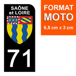 71 SAÔNE et LOIRE - Stickers pour plaque d'immatriculation, disponible pour AUTO et MOTO