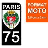 75 PARIS - Stickers pour plaque d'immatriculation, disponible pour AUTO et MOTO