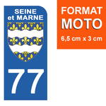 77 SEINE et MARNE - Stickers for license plates, available for CAR and MOTORCYCLE