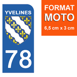 78 YVELINES - Stickers pour plaque d'immatriculation, disponible pour AUTO et MOTO