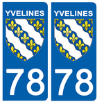 78 YVELINES - Stickers pour plaque d'immatriculation, disponible pour AUTO et MOTO