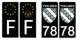 78 YVELINES - Stickers pour plaque d'immatriculation, disponible pour AUTO et MOTO