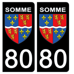 80 SOMME - Stickers pour plaque d'immatriculation, disponible pour AUTO et MOTO