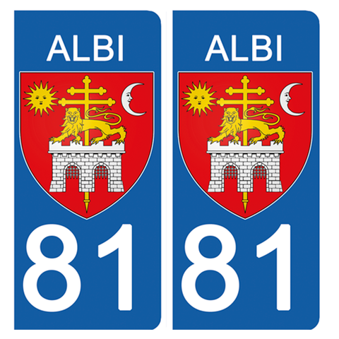 81 TARN, ALBI - Stickers pour plaque d'immatriculation, disponible pour AUTO et MOTO