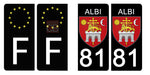 81 TARN, ALBI - Stickers pour plaque d'immatriculation, disponible pour AUTO et MOTO