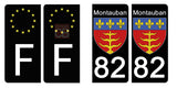 82 TARN et GARONNE, MONTAUBAN - Stickers pour plaque d'immatriculation, disponible pour AUTO et MOTO