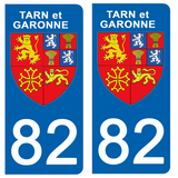 82 TARN et GARONNE - Stickers for license plates, available for CAR and MOTORCYCLE