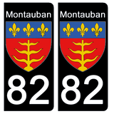 82 TARN et GARONNE, MONTAUBAN - Stickers pour plaque d'immatriculation, disponible pour AUTO et MOTO