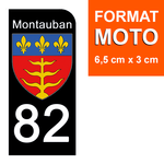 82 TARN et GARONNE, MONTAUBAN - Stickers pour plaque d'immatriculation, disponible pour AUTO et MOTO