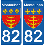 82 TARN et GARONNE, MONTAUBAN - Stickers pour plaque d'immatriculation, disponible pour AUTO et MOTO