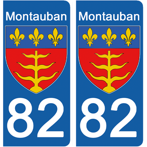 82 TARN et GARONNE, MONTAUBAN - Stickers pour plaque d'immatriculation, disponible pour AUTO et MOTO