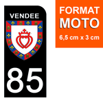 85 VENDEE - Stickers pour plaque d'immatriculation, disponible pour AUTO et MOTO