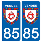 85 VENDEE - Stickers pour plaque d'immatriculation, disponible pour AUTO et MOTO