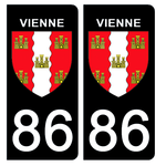 86 VIENNE - Stickers pour plaque d'immatriculation, disponible pour AUTO et MOTO