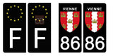 86 VIENNE - Stickers pour plaque d'immatriculation, disponible pour AUTO et MOTO