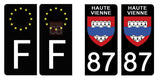 87 HAUTE VIENNE - Stickers pour plaque d'immatriculation, disponible pour AUTO et MOTO