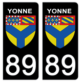 89 YONNE - Stickers pour plaque d'immatriculation, disponible pour AUTO et MOTO