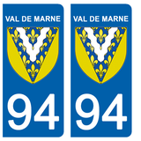 94 VAL DE MARNE - Stickers pour plaque d'immatriculation, disponible pour AUTO et MOTO