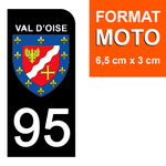 95 VAL D'OISE - Stickers pour plaque d'immatriculation, disponible pour AUTO et MOTO