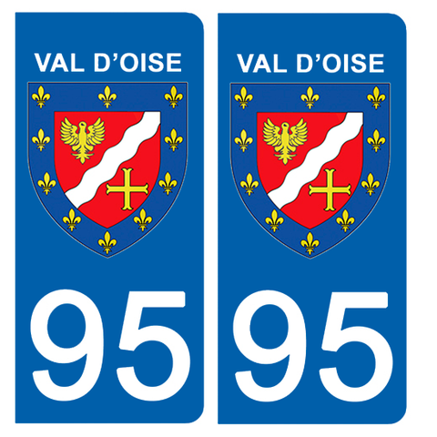 95 VAL D'OISE - Stickers pour plaque d'immatriculation, disponible pour AUTO et MOTO