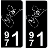 971 GUADELOUPE - Stickers pour plaque d'immatriculation, disponible pour AUTO et MOTO