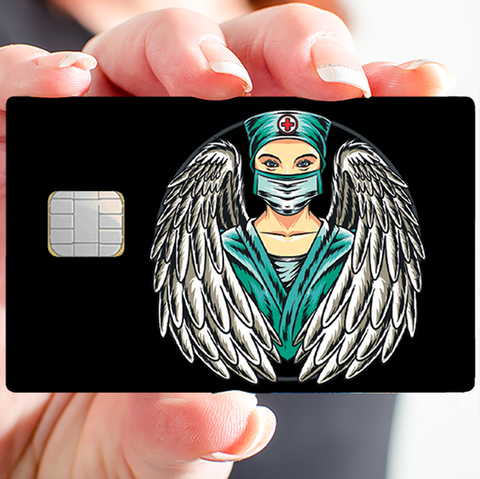 Ange Hospitalier - sticker pour carte bancaire, 2 formats de carte bancaire disponibles