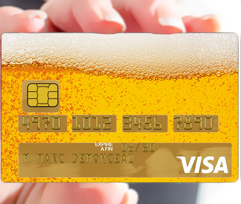 La biére - sticker pour carte bancaire, 2 formats de carte bancaire disponibles