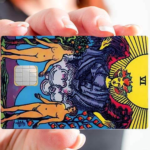 Tarot, carte de l'amoureux - sticker pour carte bancaire, 2 formats de carte bancaire disponibles