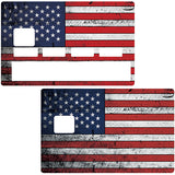 American flag used- sticker pour carte bancaire, 2 formats de carte bancaire disponibles